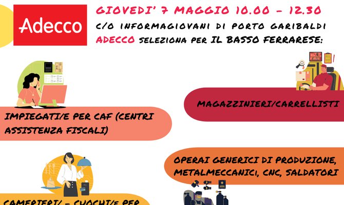 Informagiovani Comacchio recruiting day 7 maggio - Adecco