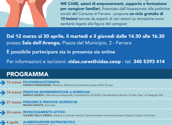 Progetto We Care - Coop Cidas e Comune di Ferrara