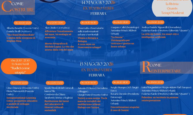 Alfabeti Urbani: rassegna Unife sull’abitare contemporaneo - 14-16 maggio, Ferrara