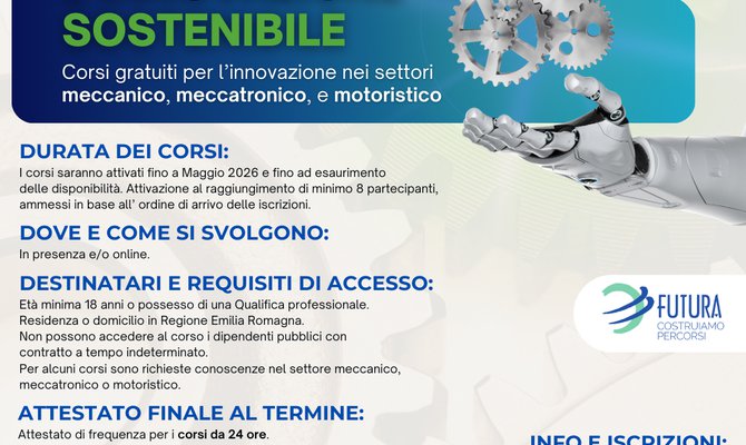 Corsi gratuiti Futura in ambito Meccanico, Meccatronico e Motoristico 